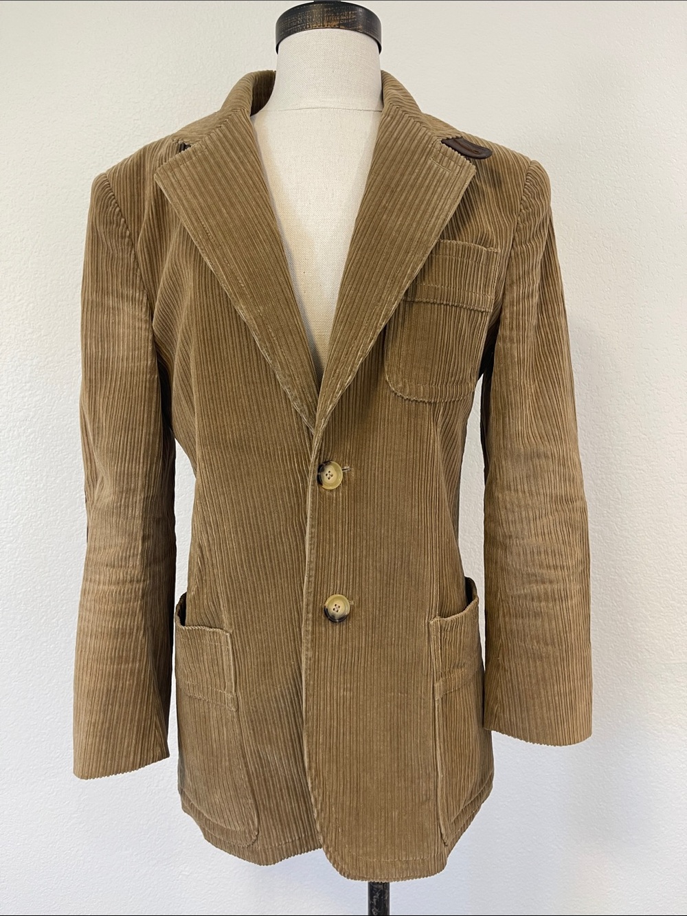 RED Valentino Corduroy Jacket in Khaki Brown 2 Button Elbow Patches Mens 44